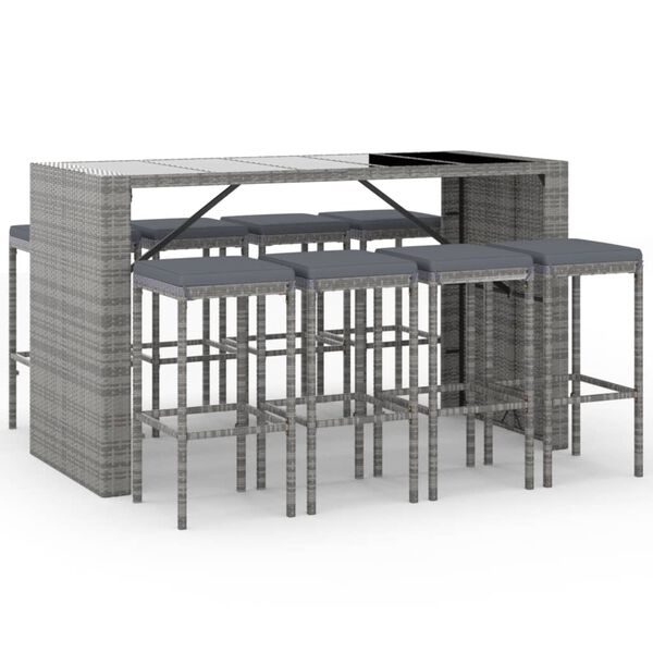 vidaXL Garden Bar Set Grey, Black, Dark Grey