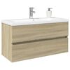 vidaXL Bathroom Furniture Set Sonoma oak, White Engineered wood, Ceramic