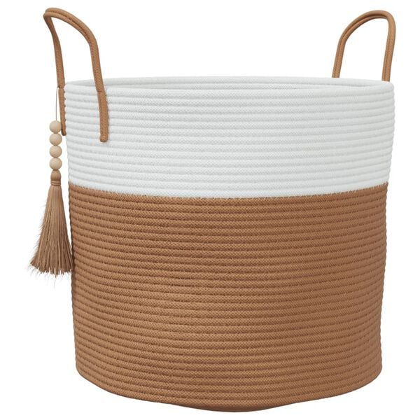 vidaXL Storage Basket Brown and White Cotton 15.7 in x 13.8 in