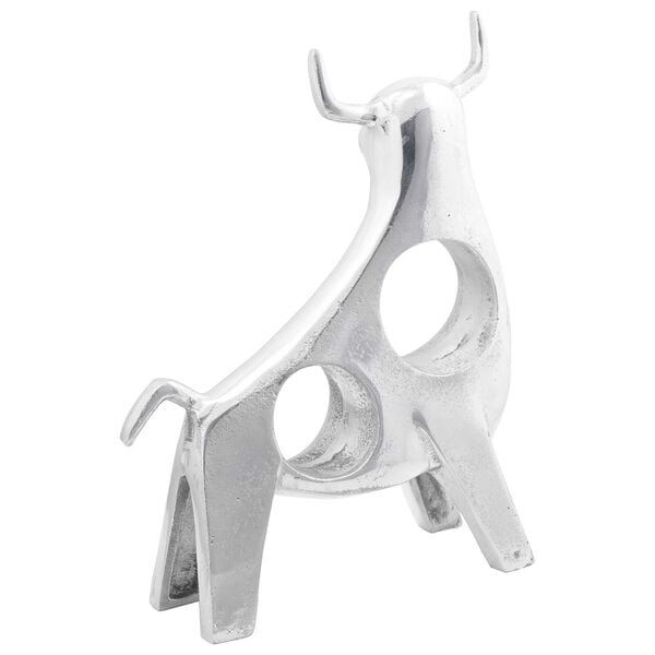 vidaXL Bull Sculpture Silver 22 x 9.5 x 34 cm Aluminium