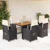 vidaXL Garden Dining Set Black and Cream White