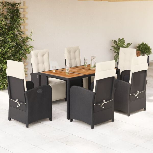 vidaXL Garden Dining Set Black and Cream White