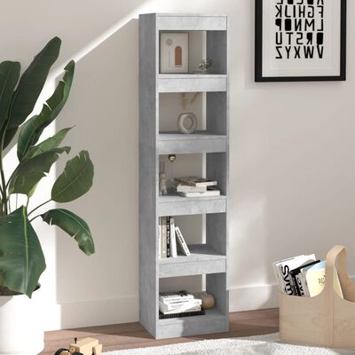 vidaXL Book Cabinet/Room Divider Concrete Gray 15.7"x11.8"x65.4"