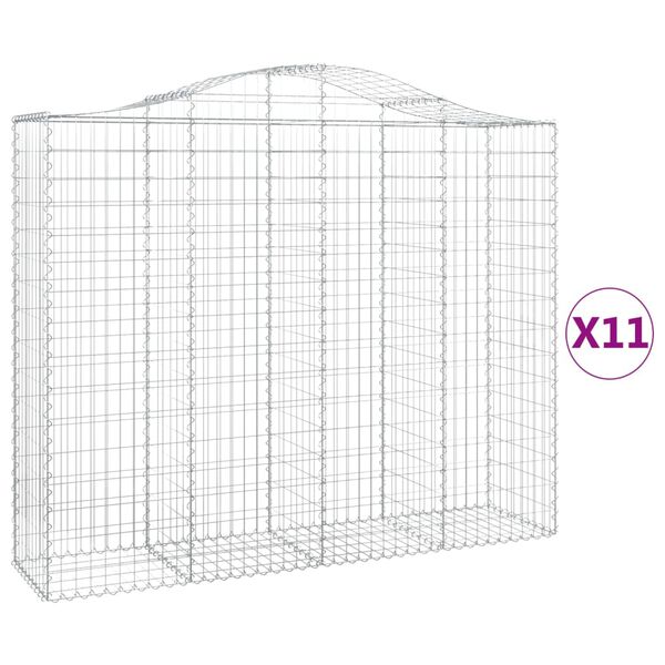 vidaXL Gabion Basket Set of 11 Silver Galvanized iron Large Durable