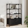 vidaXL Bookcase Black Engineered wood, metal Medium Adjustable Feet