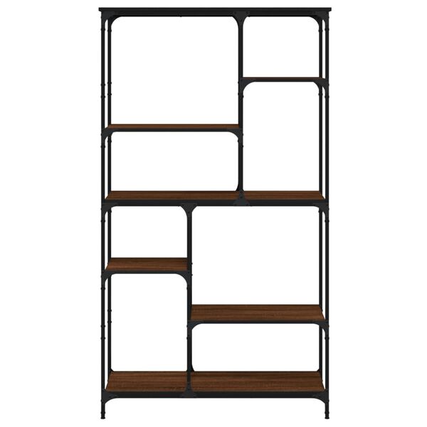 vidaXL Bookshelf Brown Oak Engineered Wood, Steel 39 x 14 x 69.3 in