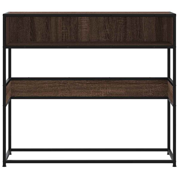 vidaXL Console Table Brown Oak Engineered wood, metal 35.4x13.8x31.5 in