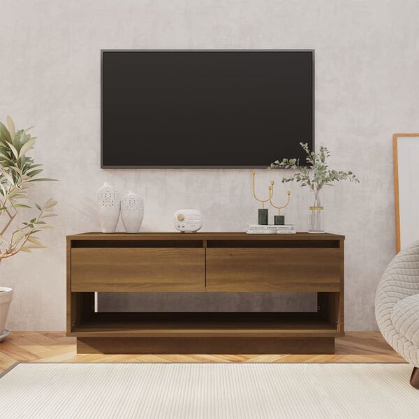 vidaXL TV Cabinet Brown Oak Engineered Wood 40.2 x 16.1 x 17.3 in