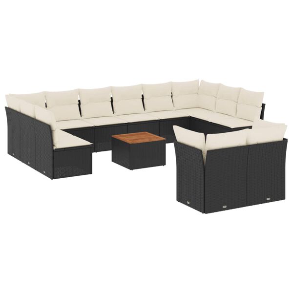vidaXL Garden Sofa Set Black, Cream White