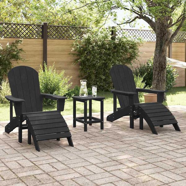 vidaXL Garden Chair 2 pcs Black 32.68 x 29.13 x 36.22 in Polyethylene