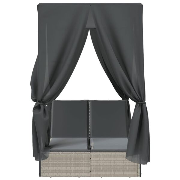 vidaXL Double Sun Lounger Light Grey, Dark Grey PE Rattan Double