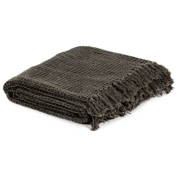 vidaXL Throw Anthracite and Brown 100% Cotton 63 x 82 in Throw