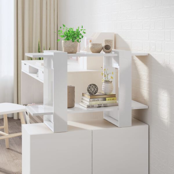 vidaXL Book Cabinet High gloss white Engineered wood Small Book Cabinet