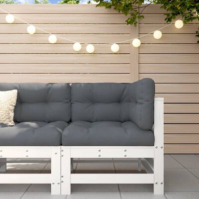 vidaXL Corner Sofa with Cushions White Solid Wood Pine