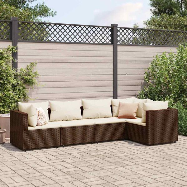 vidaXL Patio Lounge Set Brown and Cream white