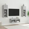 vidaXL 4 Piece TV Wall Stands with LED Lights Concrete Gray