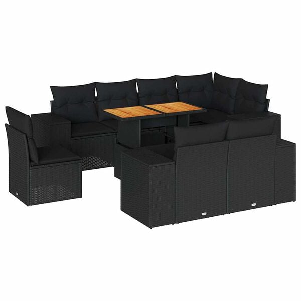vidaXL Garden Sofa Set Black