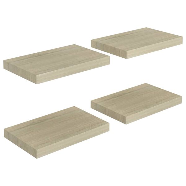 vidaXL Wall Shelf Set of 4 Oak Honeycomb MDF, metal Medium