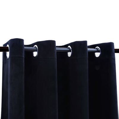 vidaXL Blackout Curtains with Rings 2 pcs Black 54"x84" Velvet