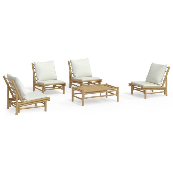 vidaXL Garden Lounge Set Bamboo Natural Bamboo Standard Modular
