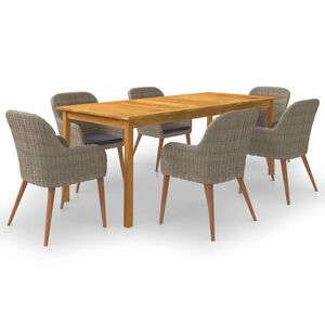 vidaXL Dining Set Brown Solid acacia wood Large Durable Dining Set