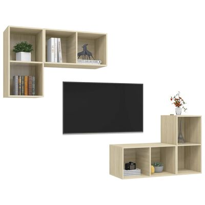 vidaXL Wall-mounted TV Cabinets 4 pcs Sonoma Oak Engineered Wood
