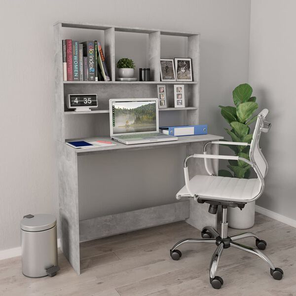 vidaXL Desk Concrete Grey Engineered wood Compact Desk Rectangular