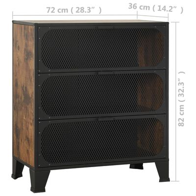 vidaXL Storage Cabinet Rustic Brown 28.3"x14.2"x32.3" Metal and MDF