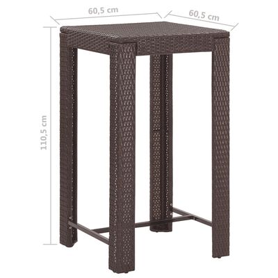 vidaXL 5 Piece Patio Bar Set with Cushions Poly Rattan Brown