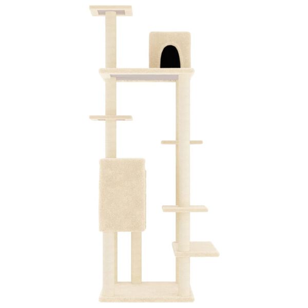 vidaXL Cat Tree Cream Engineered wood, plush, sisal 60.6 in Cat Tree