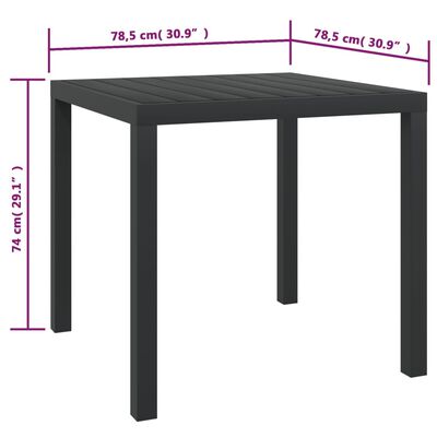 vidaXL Patio Table Black 31.5"x31.5"x29.1" Aluminum and WPC