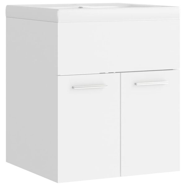 vidaXL Sink Cabinet With Basin White Engineered Wood Sink Cabinet