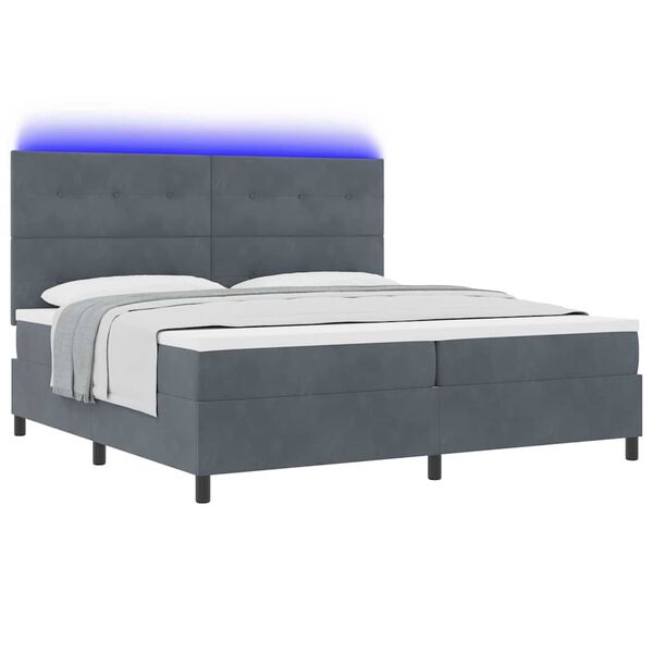 vidaXL LED Box Spring Bed Dark Grey 78.74 x 78.74 in Fabric