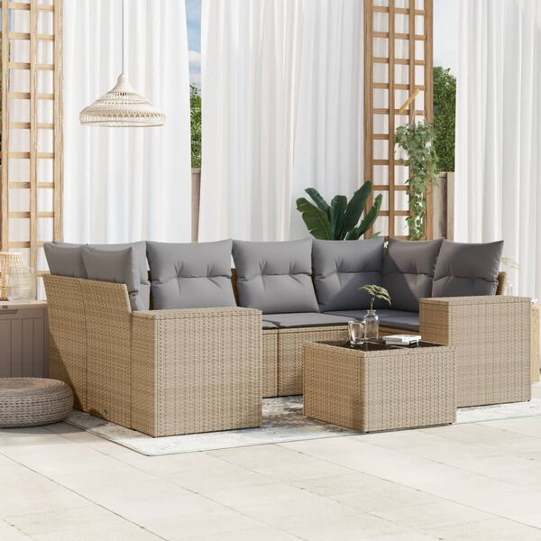 vidaXL Garden Sofa Set Beige, Light Grey