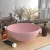 vidaXL Luxury Bathroom Basin Round Matt Pink 12.8x5.5" Ceramic