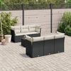 vidaXL Garden Sofa Set Black with Cream White Cushions