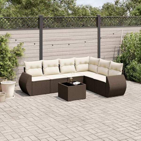 vidaXL Garden Sofa Set Brown and Cream