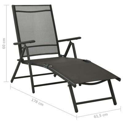 vidaXL 3 Piece Patio Lounge Set Textilene and Aluminum Black
