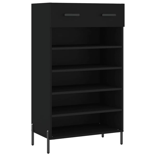 vidaXL Shoe Cabinet Black Engineered wood, iron, zinc alloy Medium