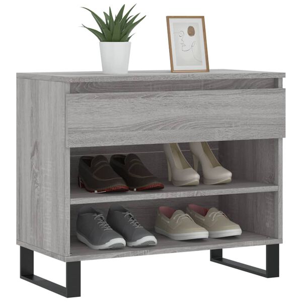 vidaXL Shoe Cabinet Grey Sonoma Engineered Wood Medium Shoe Cabinet