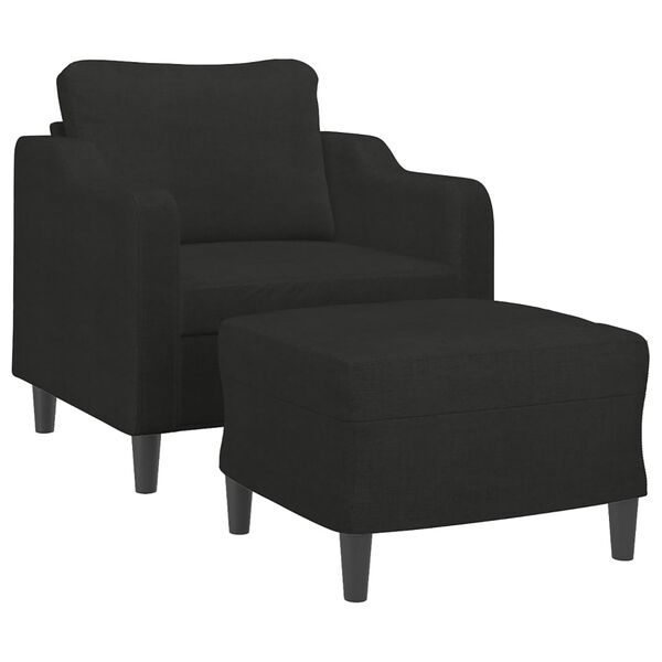 vidaXL Sofa Chair With Footstool Black