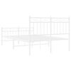 vidaXL Bed Frame White Powder-Coated Steel 47.2x78.7 in Bed Frame