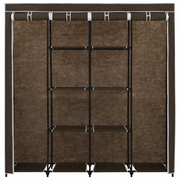 vidaXL Wardrobe Brown Iron tube and 100% polyester Large Wardrobe