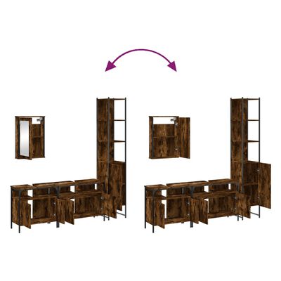 Assembly diagram showing multiple pieces of modular bathroom furniture being moved to assemble; indicates modular design.