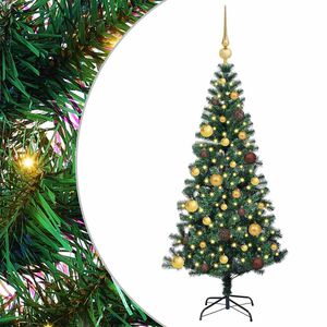 vidaXL Artificial Pre-lit Christmas Tree Green 59.06 in PVC and Metal