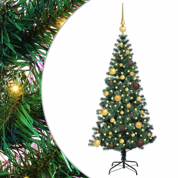 vidaXL Artificial Pre-lit Christmas Tree Green 59.06 in PVC and Metal