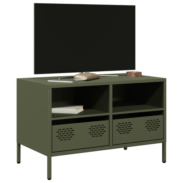 vidaXL TV Cabinet Olive Green Cold-Rolled Steel Standard Adjustable Feet