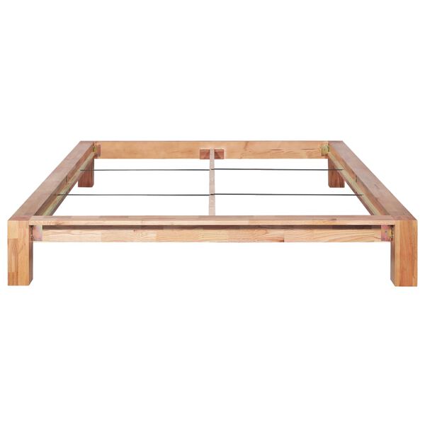 vidaXL Bed Frame Lacquered Oak Solid Oak Wood Double Durable Bed Frame