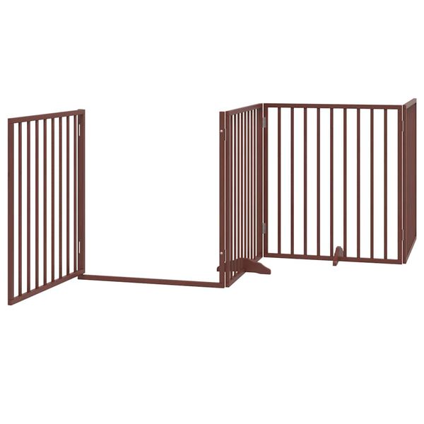 vidaXL Dog Gate Set of 4 Brown Poplar Wood 126 in total length