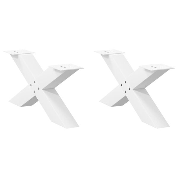 vidaXL Coffee Table Leg Set of 2 White Powder-coated steel Medium